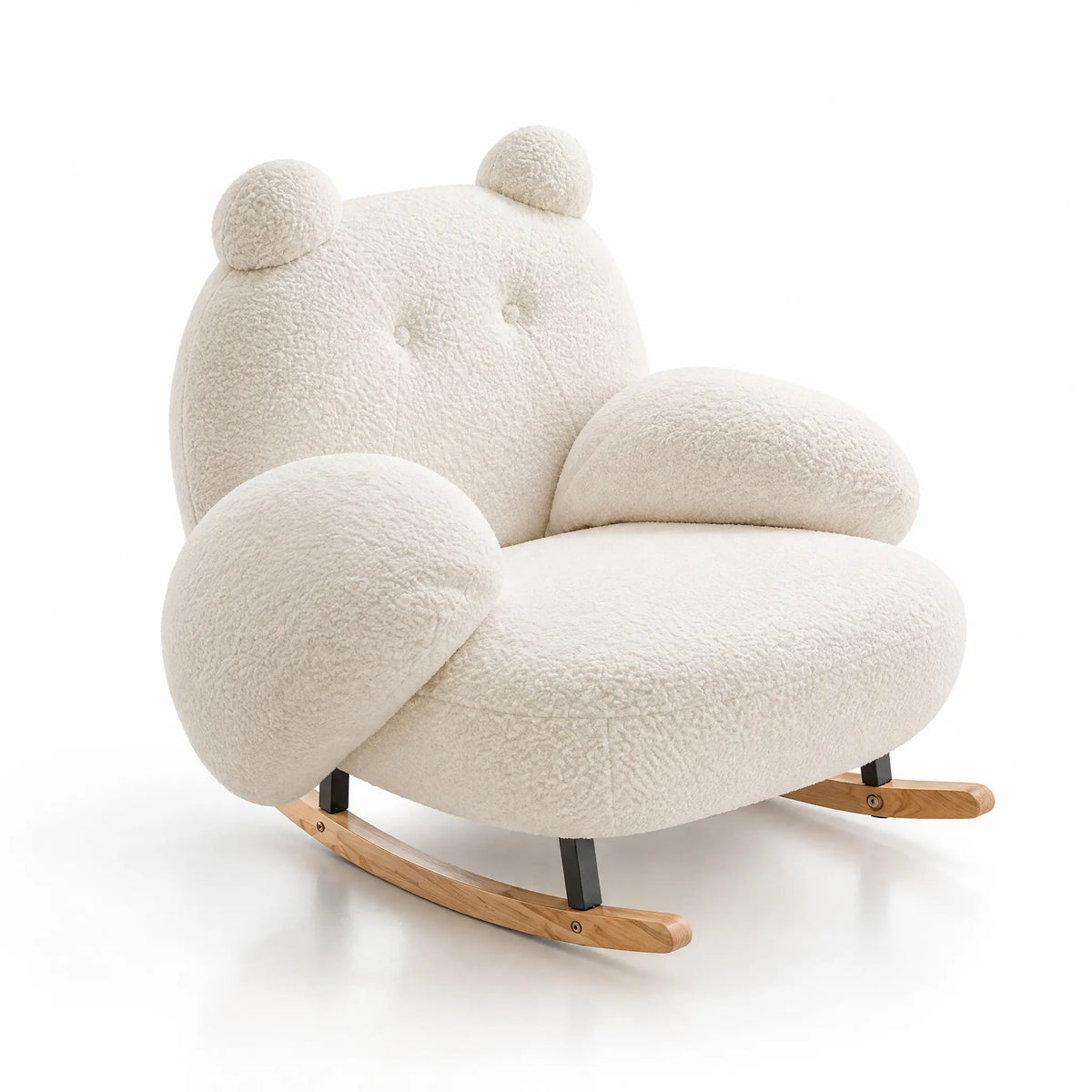 Fauteuil à bascule bouclé blanc