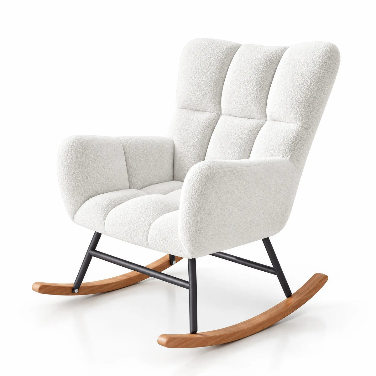 Fauteuil à bascule bouclette blanc