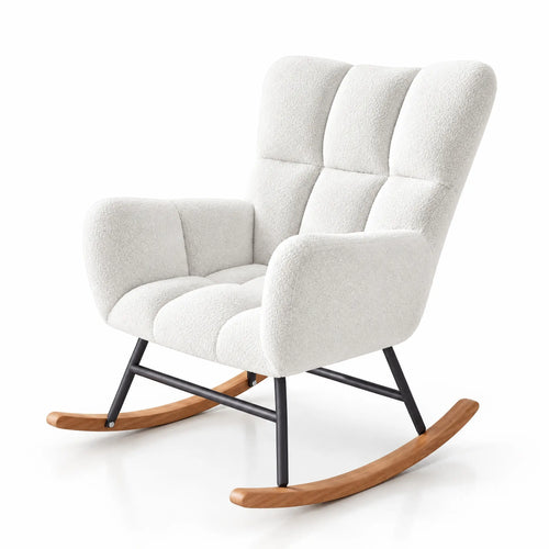 Fauteuil à bascule bouclette blanc