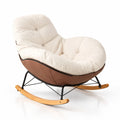 Fauteuil à bascule coton blanc cassé avec repose-pieds