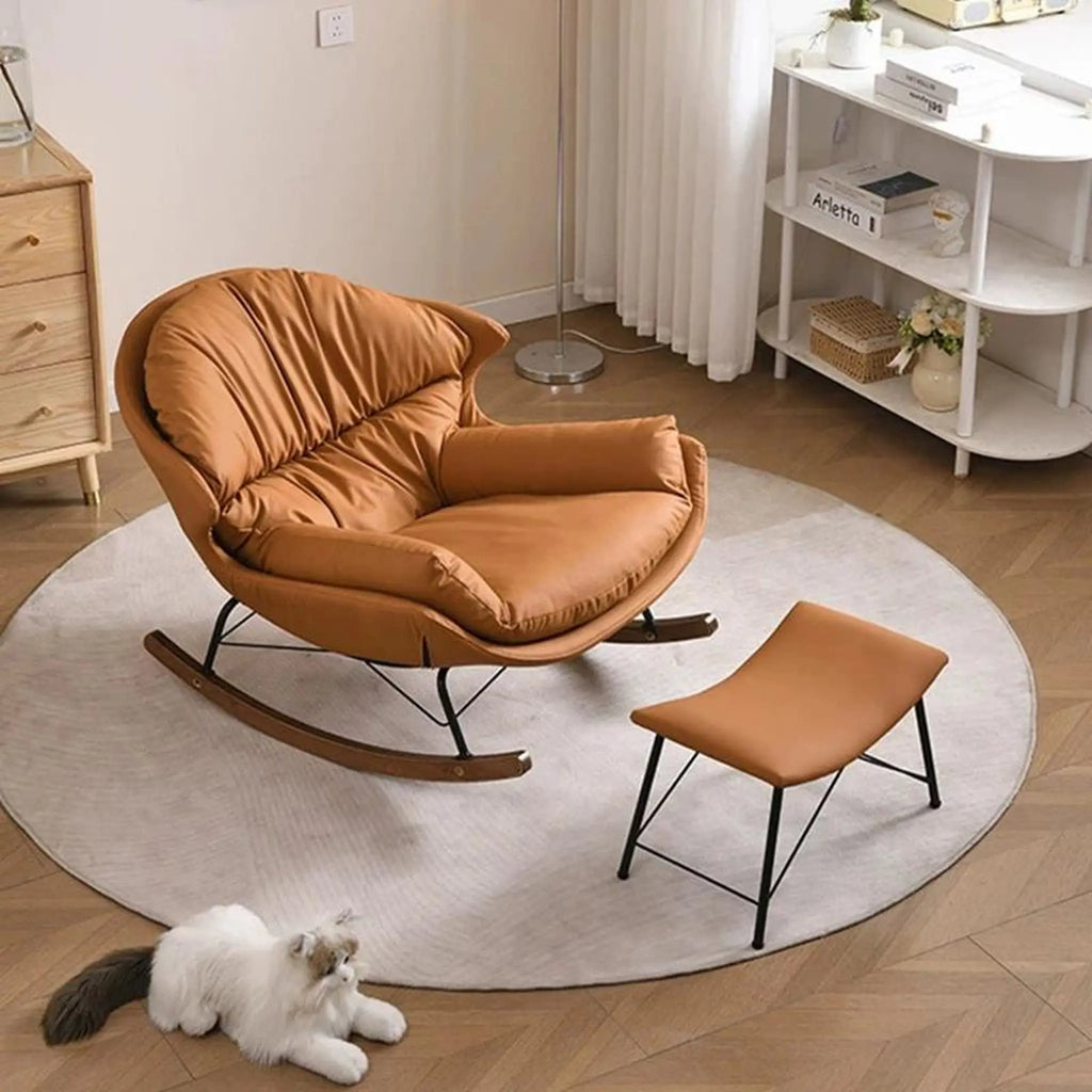 Fauteuil à bascule cuir PU caramel