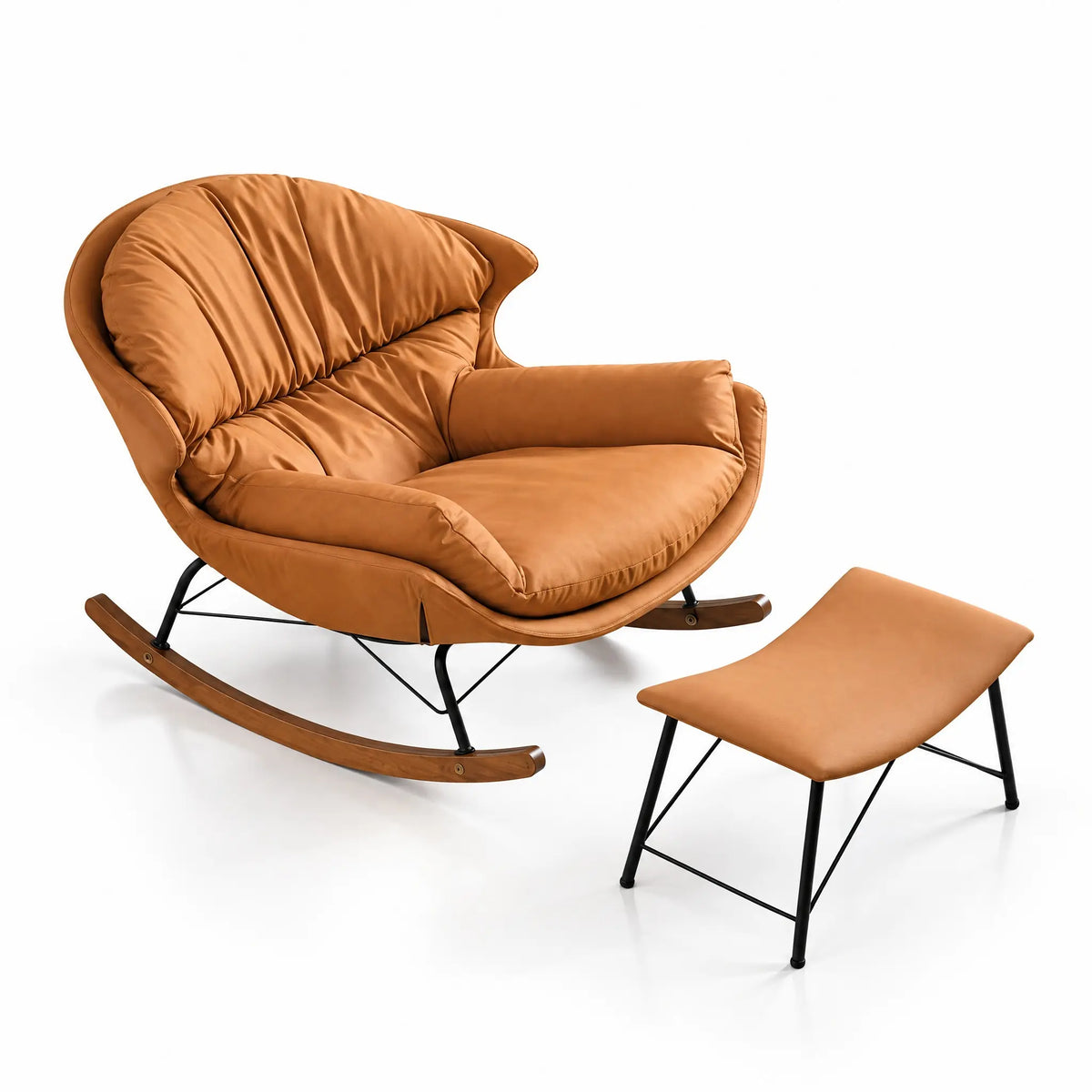 Fauteuil à bascule cuir PU caramel