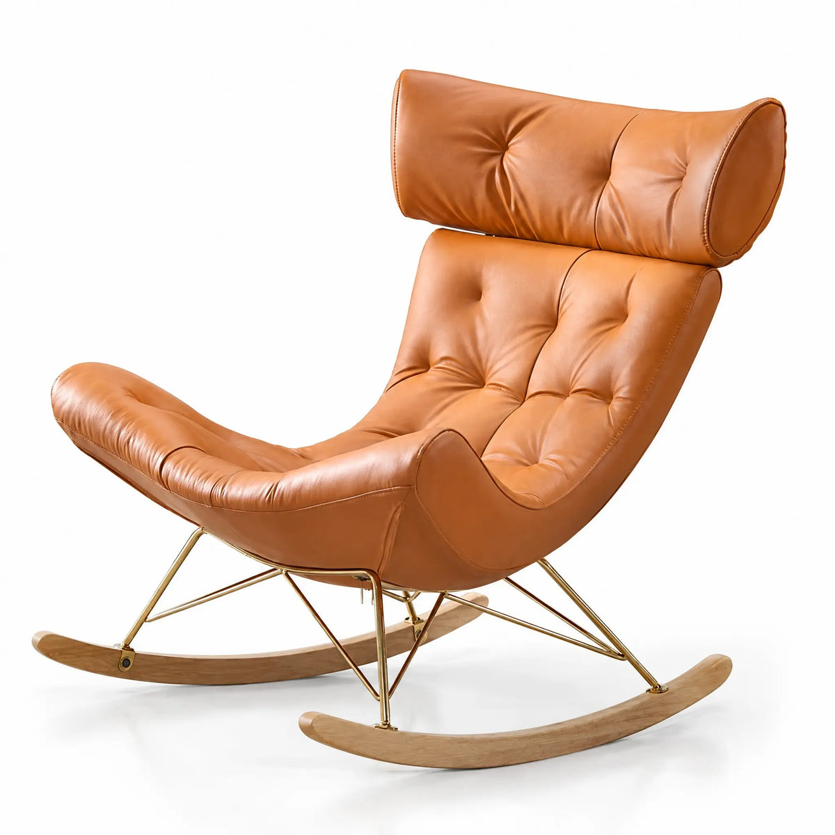 Fauteuil à bascule cuir synthétique orange