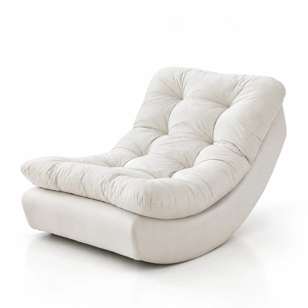 Fauteuil à bascule flanelle blanc avec support téléphone