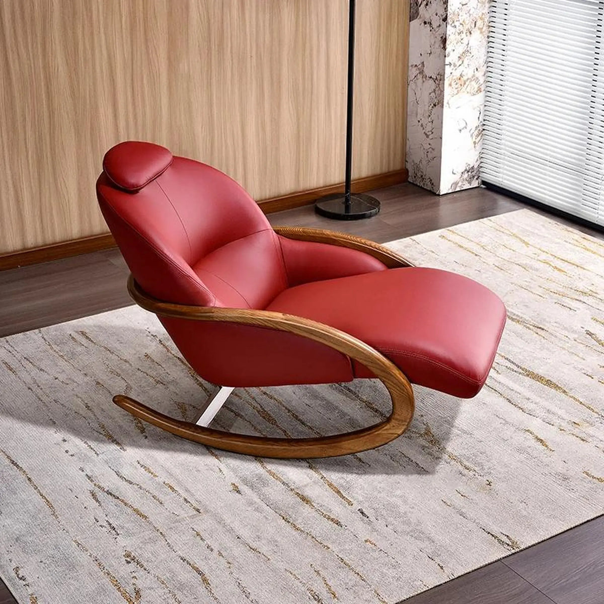 Fauteuil à bascule inclinable éco-cuir rouge