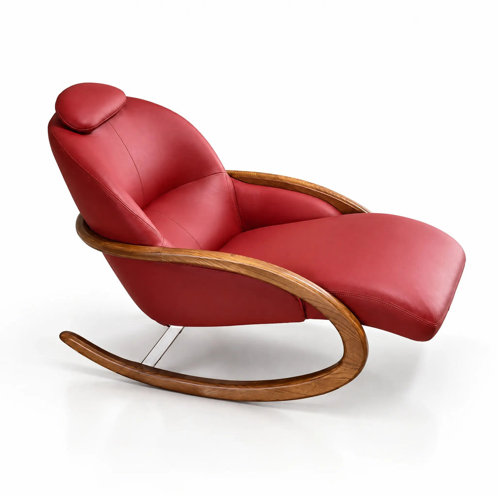 Fauteuil à bascule inclinable éco-cuir rouge