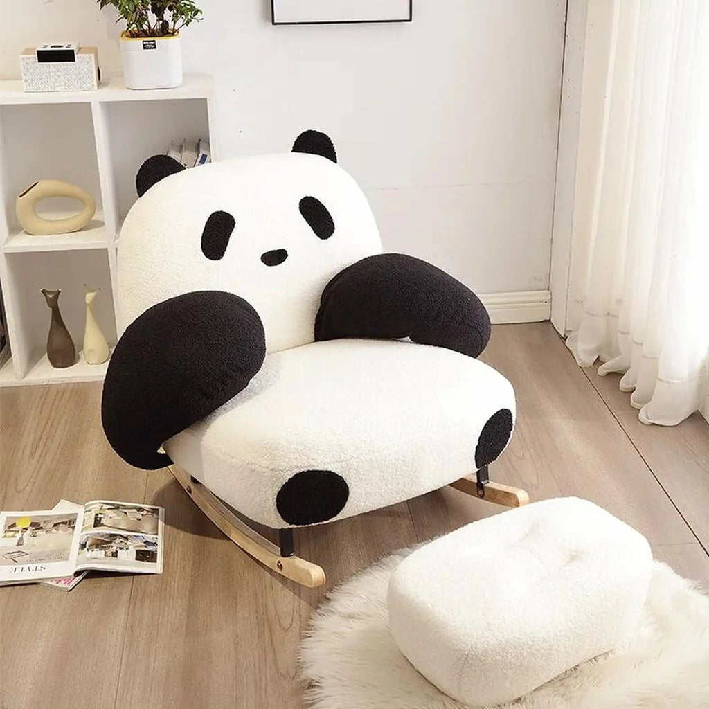 Fauteuil à bascule panda blanc et noir