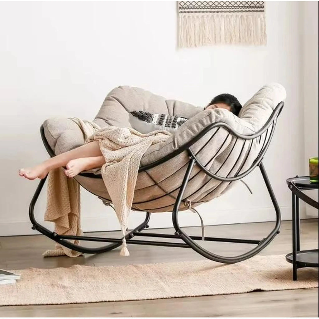Fauteuil à bascule tissu beige