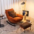 Fauteuil à bascule beige avec repose-pieds – orange