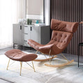 Fauteuil à bascule cuir synthétique orange – marron