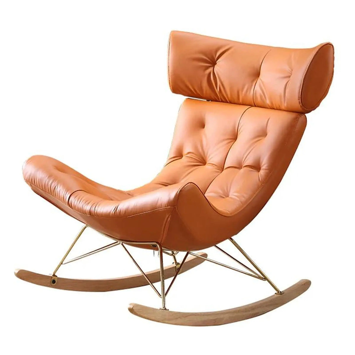 Fauteuil à bascule cuir synthétique orange en situation