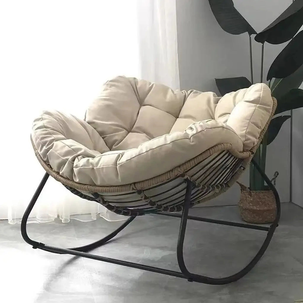Fauteuil à bascule tissu beige – beige