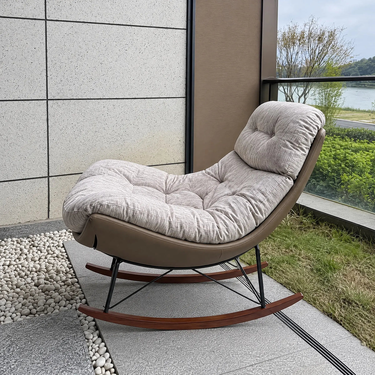 Fauteuil à bascule coton grège