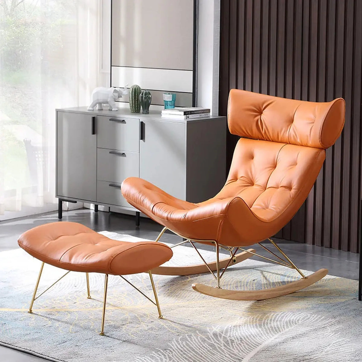 Fauteuil à bascule cuir synthétique orange – orange