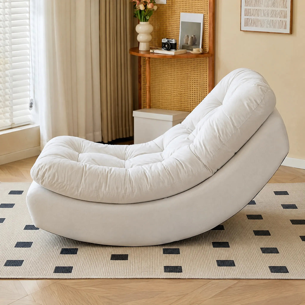 Fauteuil à bascule flanelle blanc avec support téléphone