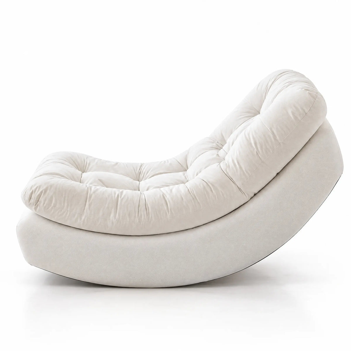 Fauteuil à bascule flanelle blanc avec support téléphone vu de profil
