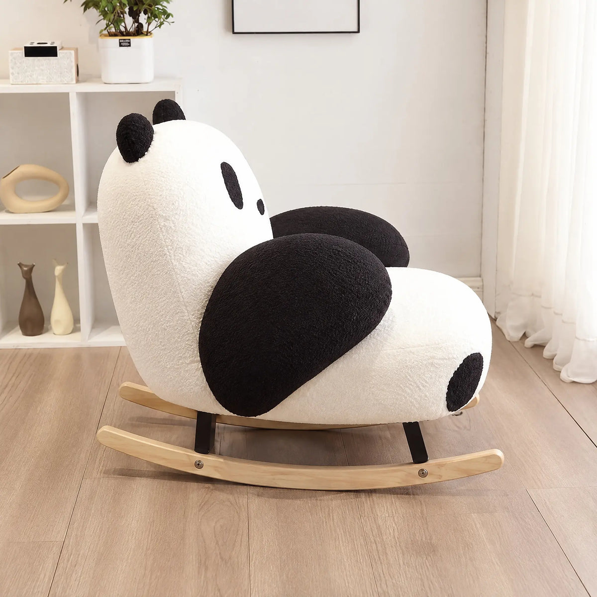 Fauteuil à bascule panda blanc et noir