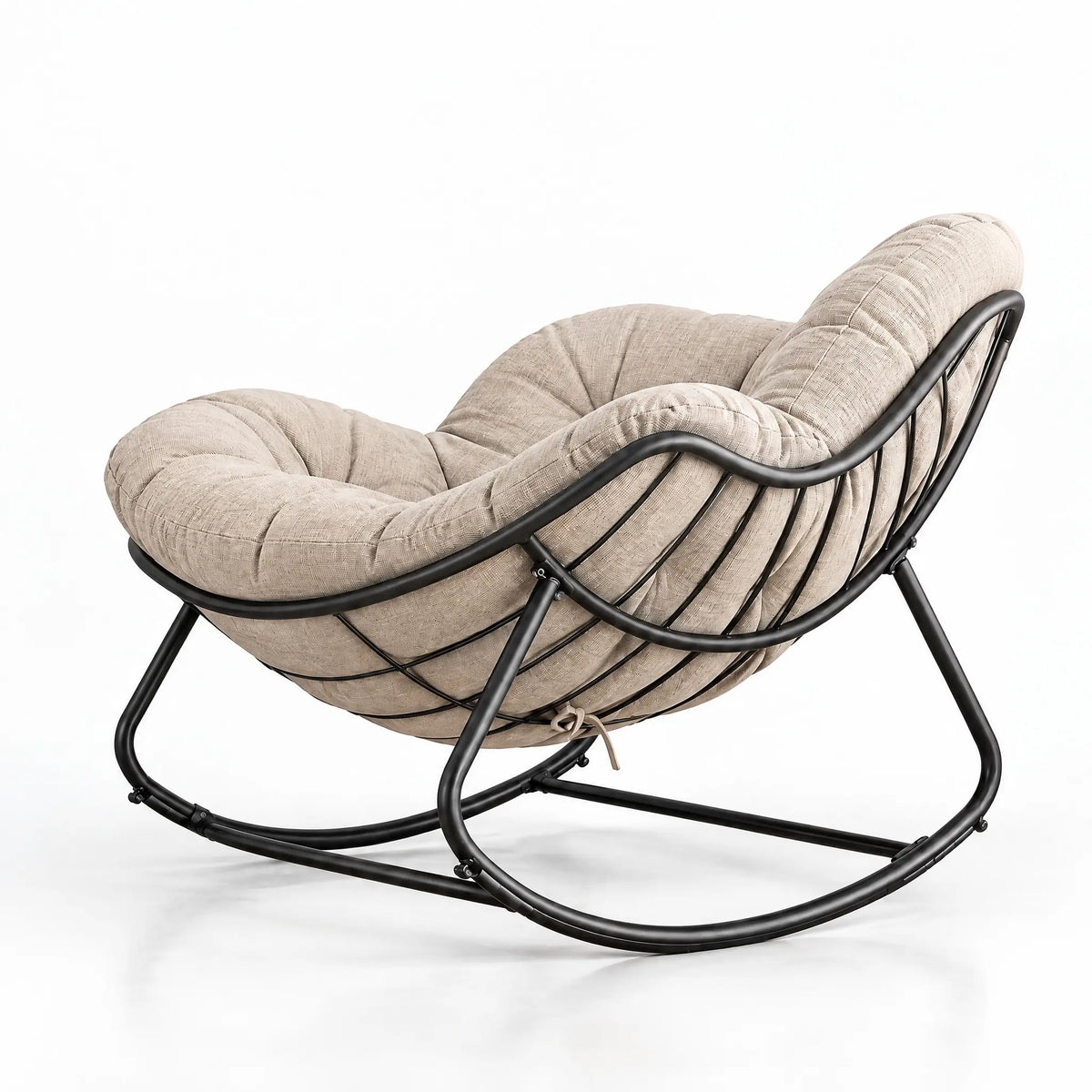 Fauteuil à bascule tissu beige vu de profil