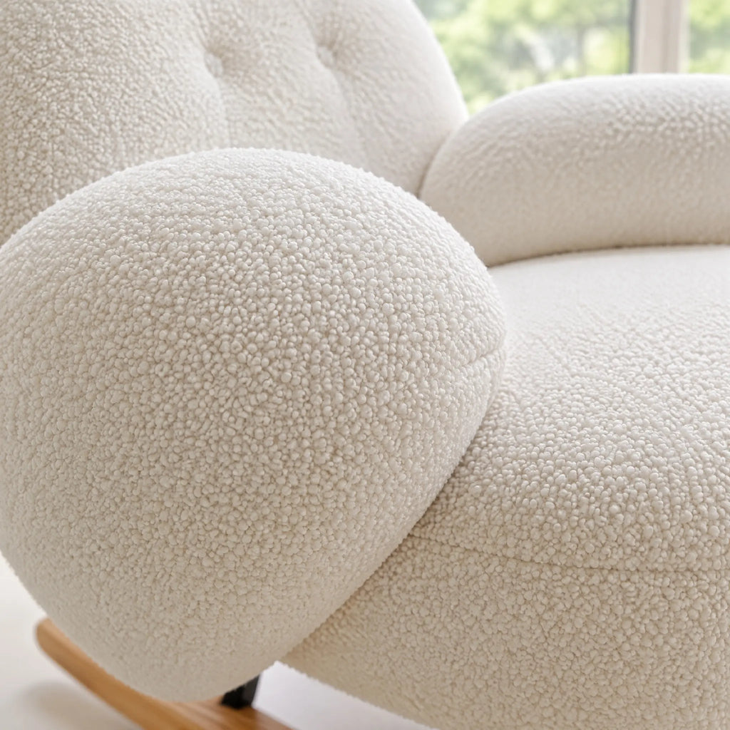 Fauteuil à bascule bouclé blanc