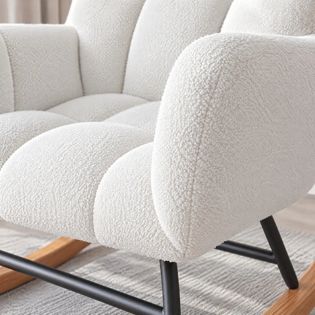 Fauteuil à bascule bouclette blanc