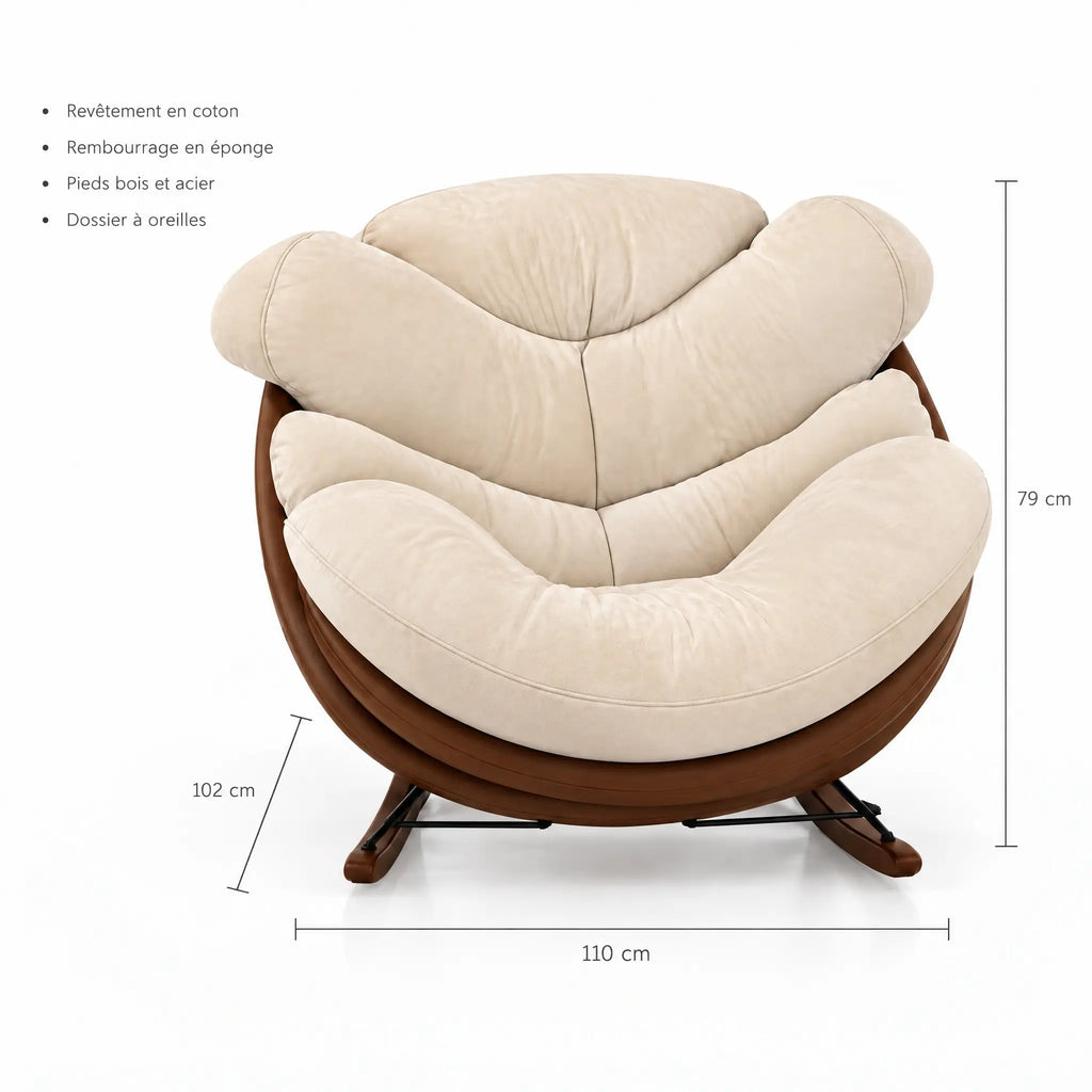 Fauteuil à bascule coton beige – dimensions