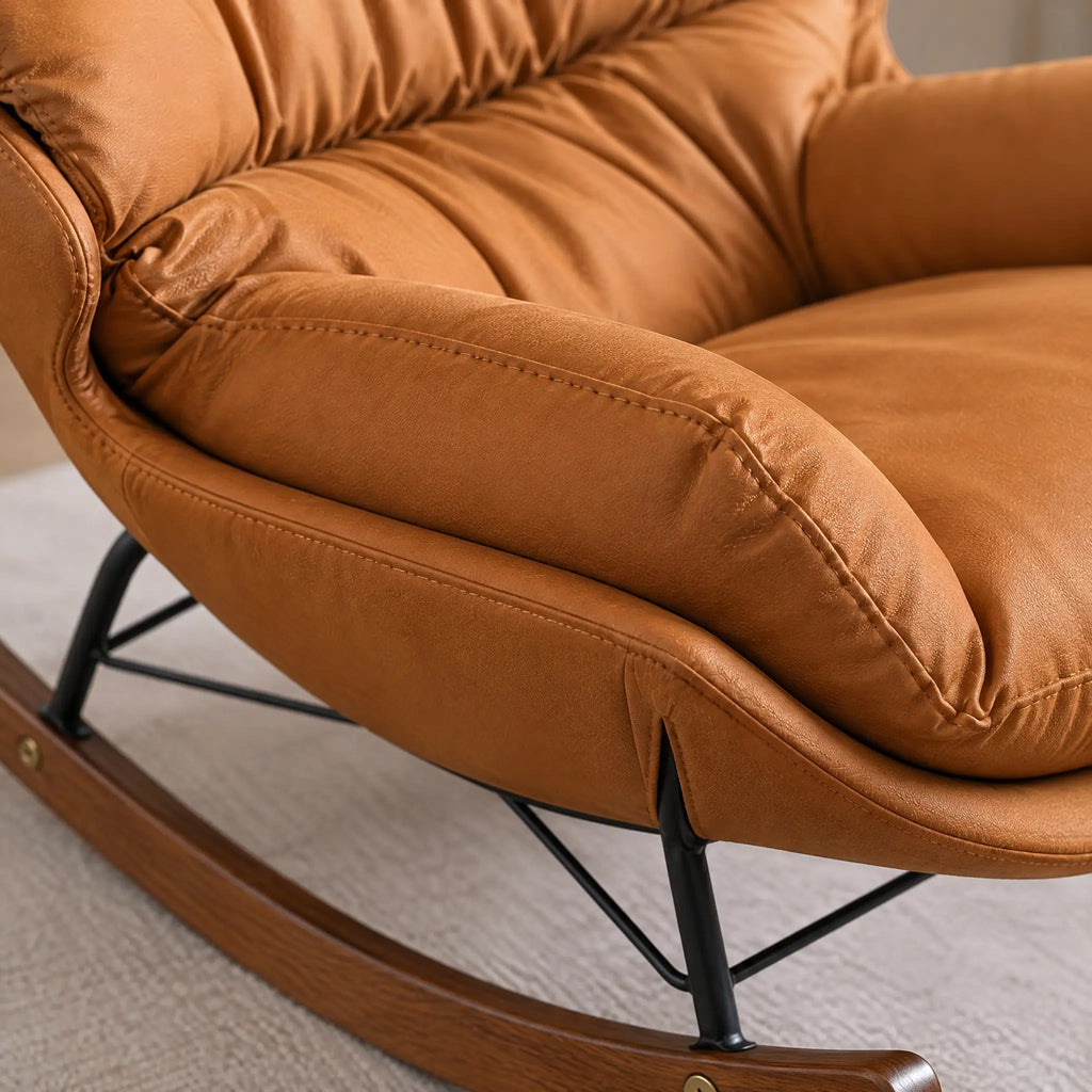 Fauteuil à bascule cuir PU caramel