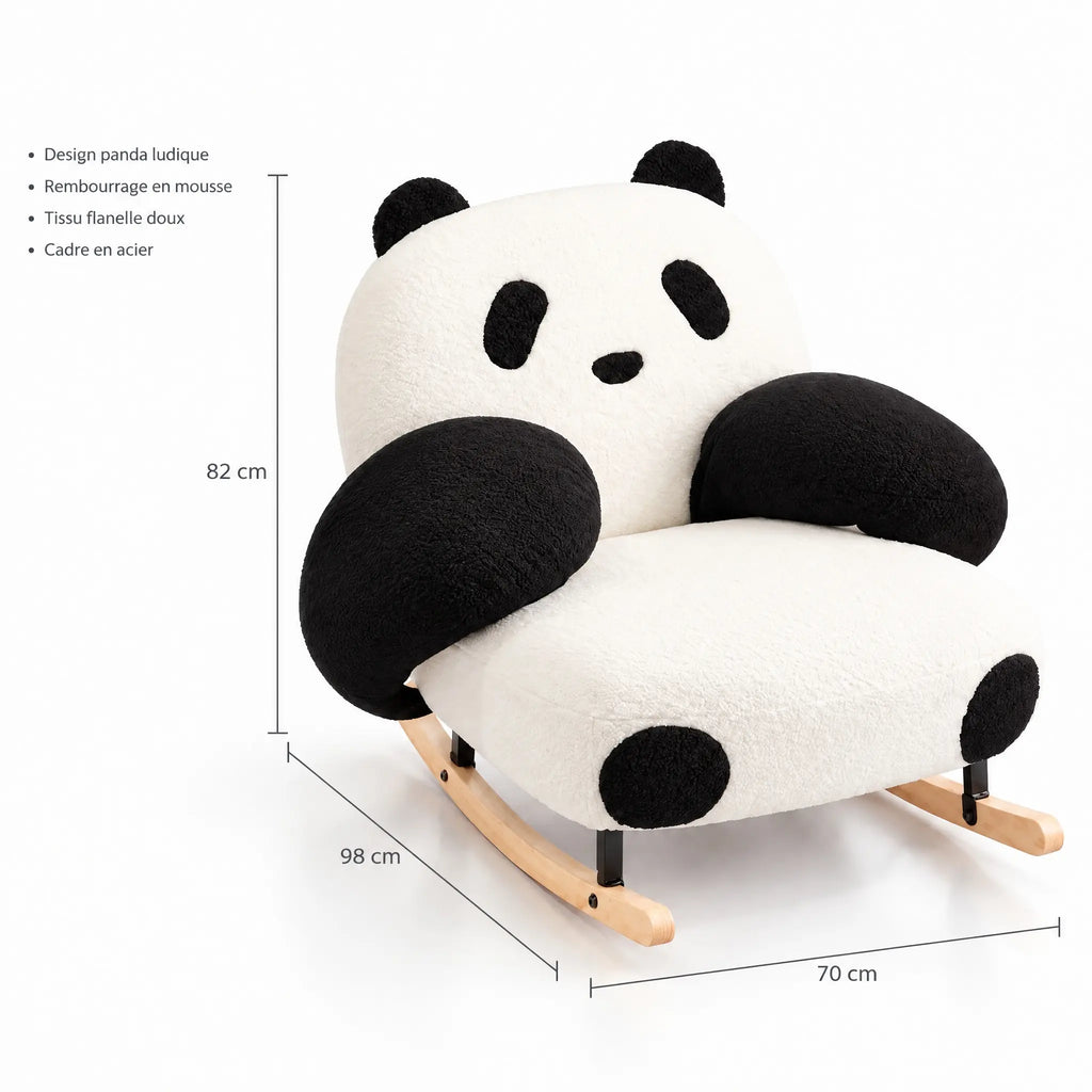 Fauteuil à bascule panda blanc et noir – dimensions