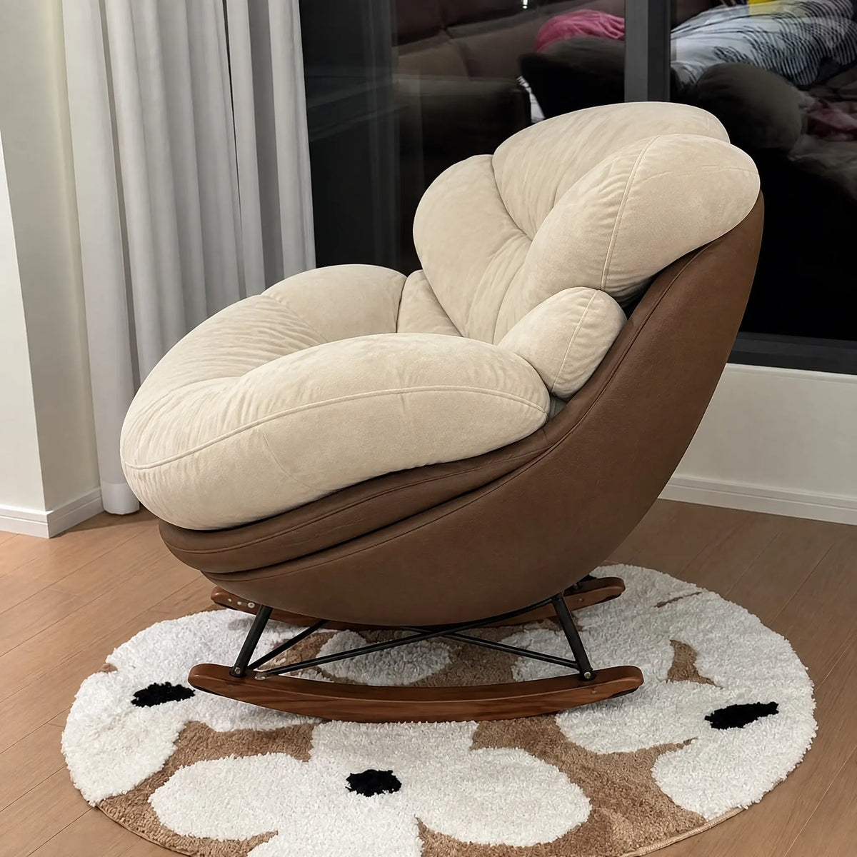 Fauteuil à bascule coton beige