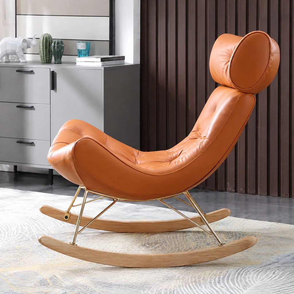 Fauteuil à bascule cuir synthétique orange