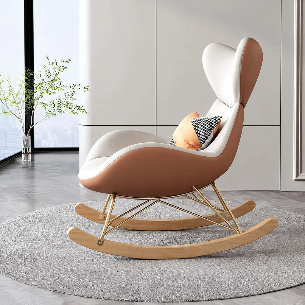 Fauteuil à bascule design orange et blanc