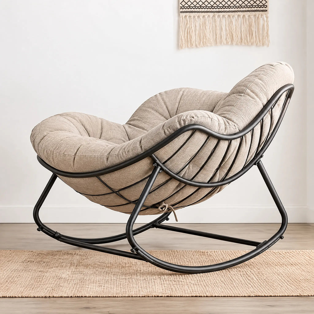 Fauteuil à bascule tissu beige