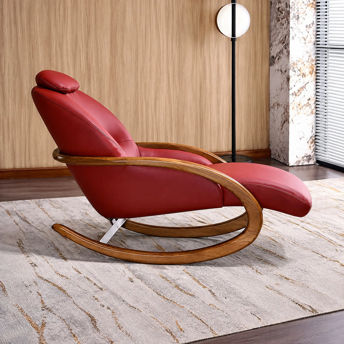 Fauteuil à bascule inclinable éco-cuir rouge