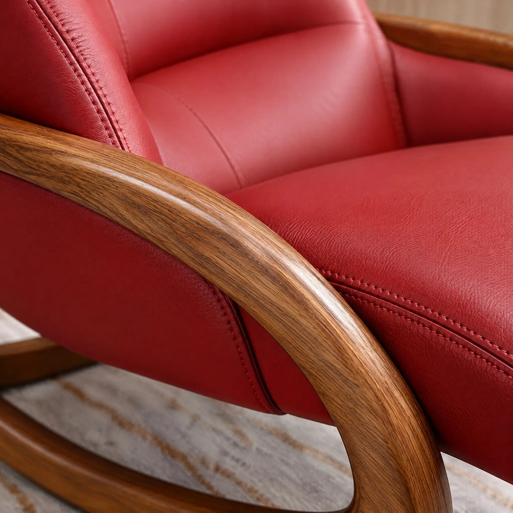 Fauteuil à bascule inclinable éco-cuir rouge