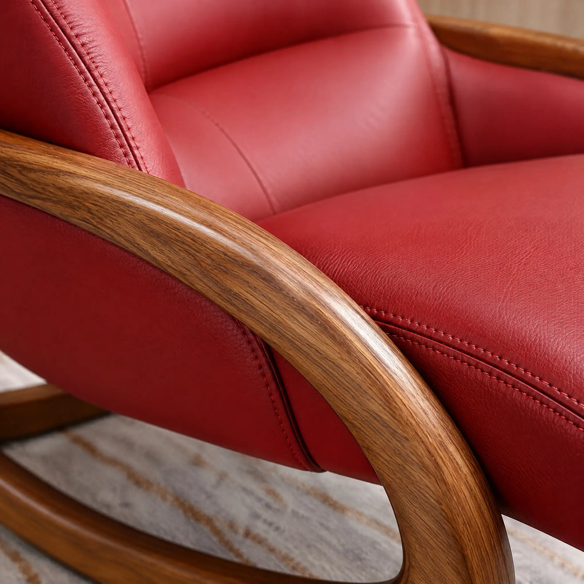 Fauteuil à bascule inclinable éco-cuir rouge