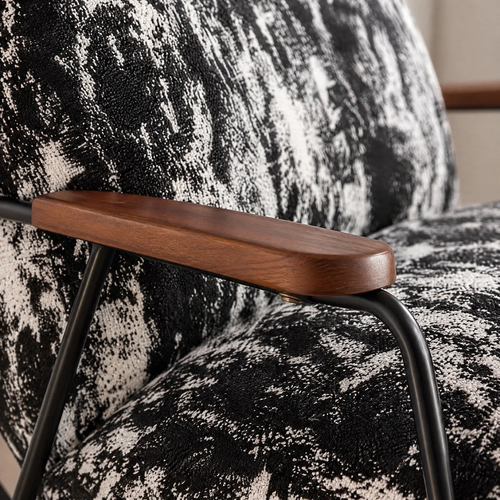 Fauteuil à bascule velours noir chiné