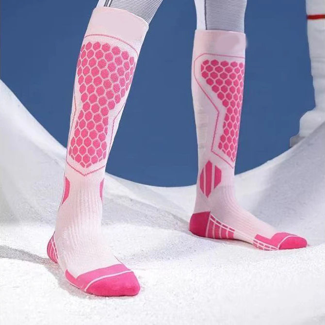 Chaussettes de ski hautes à compression, lot de 2 paires – Rose