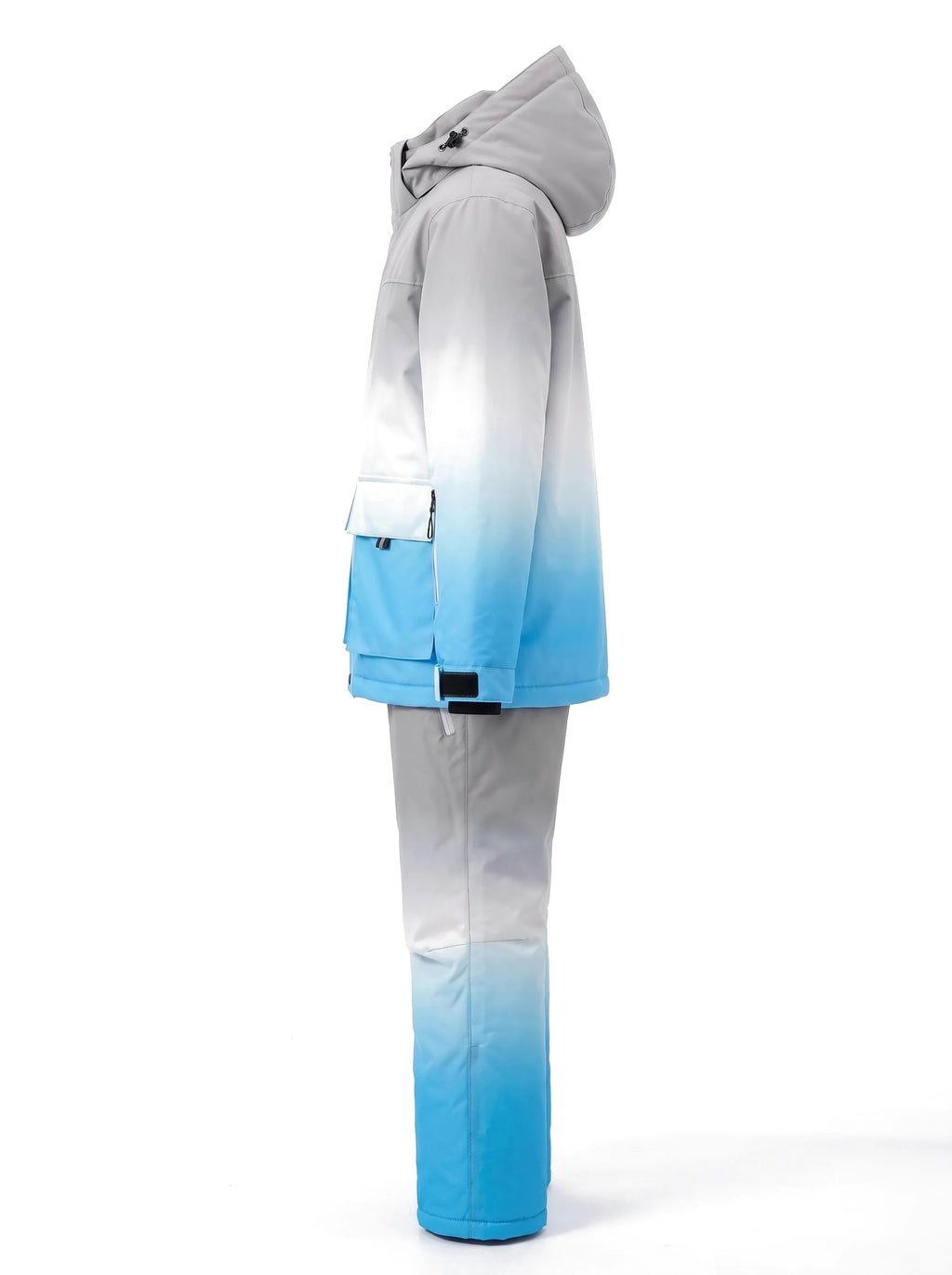 Combinaison de ski enfant en dégradé à doublure graphène – Gris et bleu dégradé