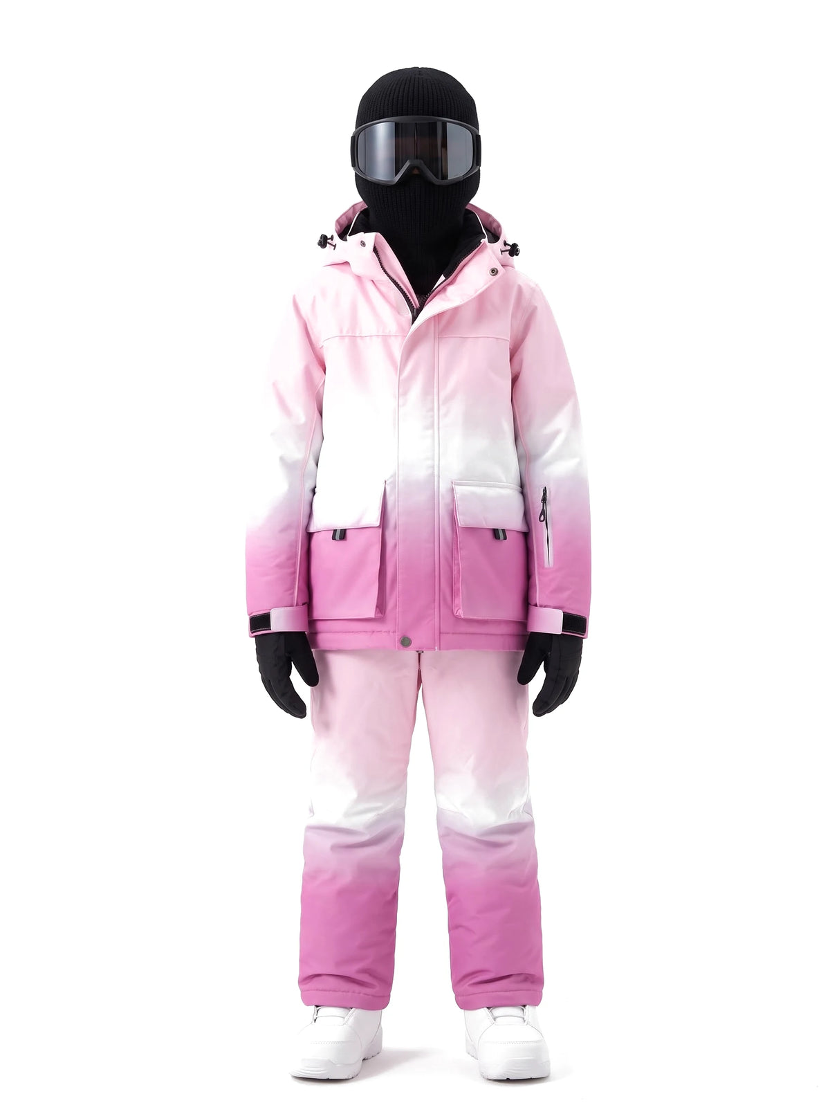 Combinaison de ski enfant en dégradé à doublure graphène – Rose dégradé