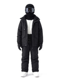 Combinaison de ski enfant doublée sherpa, veste et pantalon à bretelles – Noir