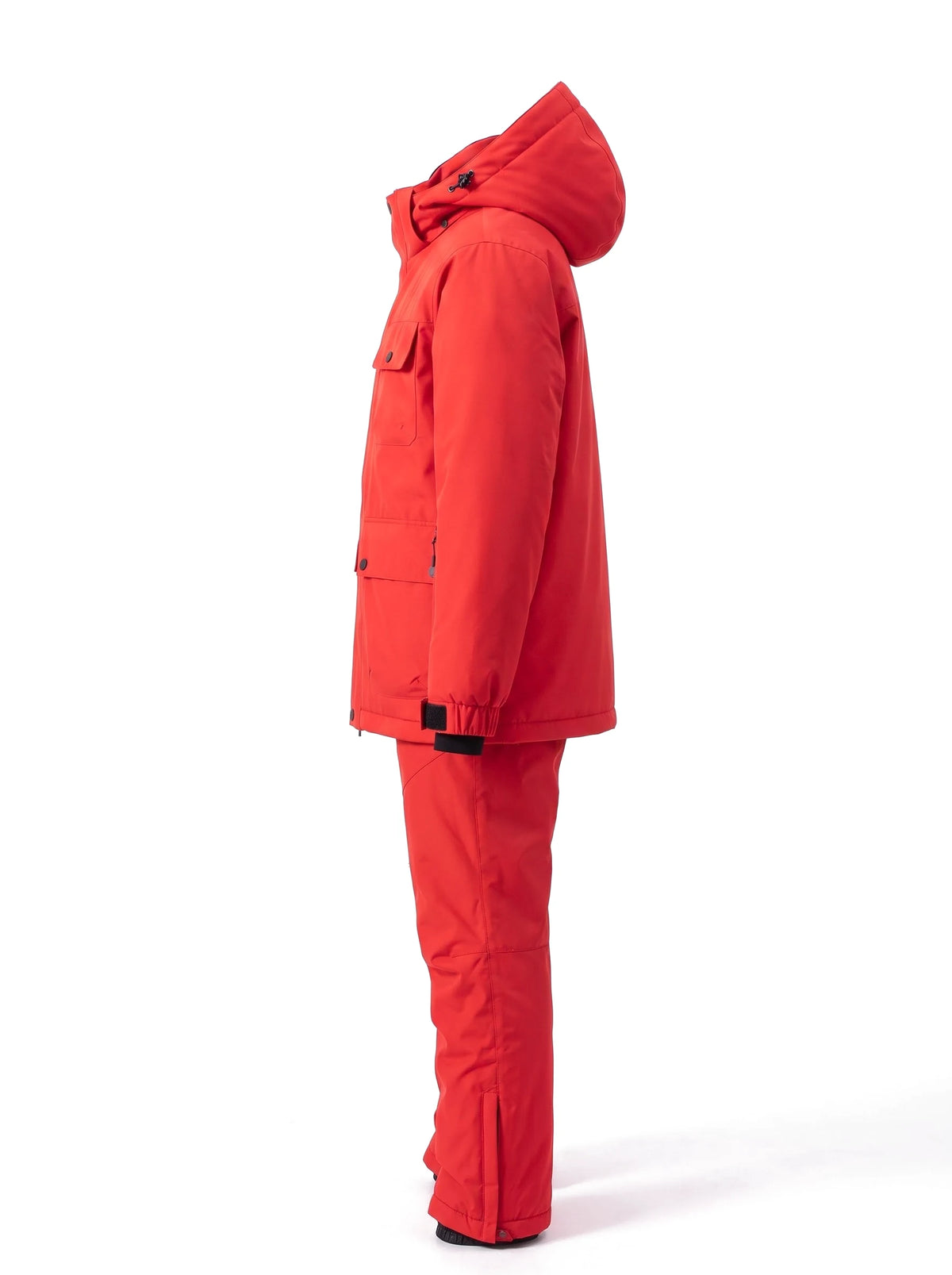 Combinaison de ski mixte veste et salopette à capuche amovible – Rouge