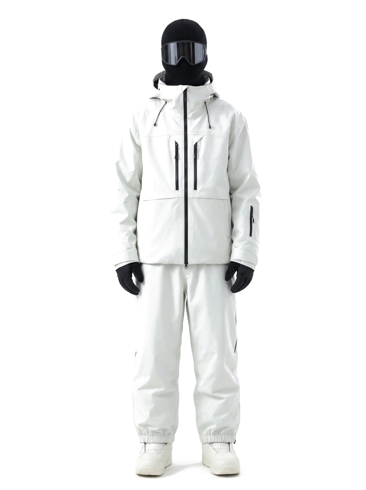Combinaison de ski unisexe 3 couches à coutures étanchées – Blanc perle