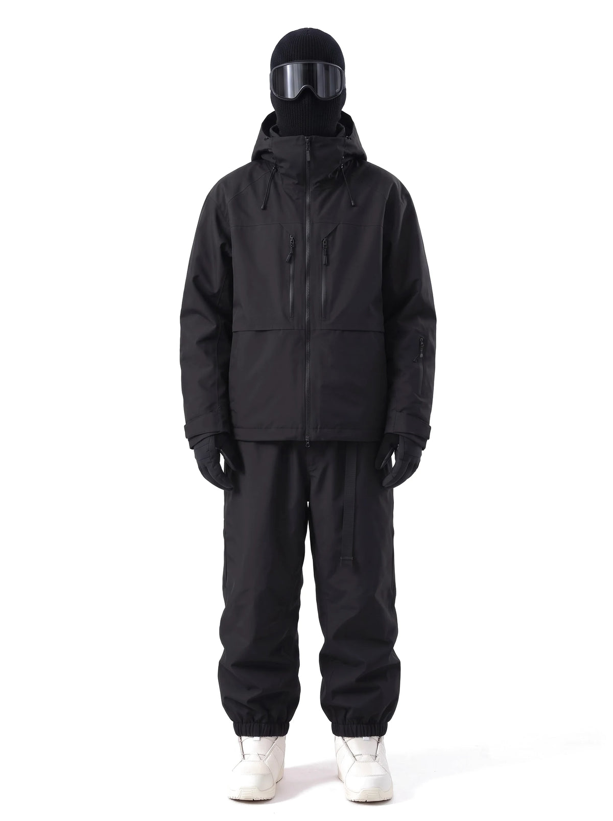 Combinaison de ski unisexe 3 couches à coutures étanchées – Noir