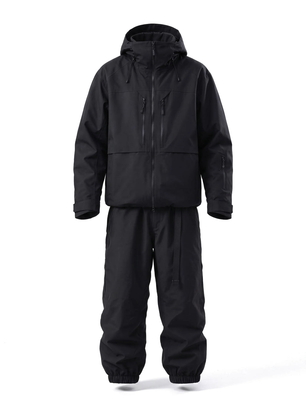 Combinaison de ski unisexe 3 couches à coutures étanchées – Noir