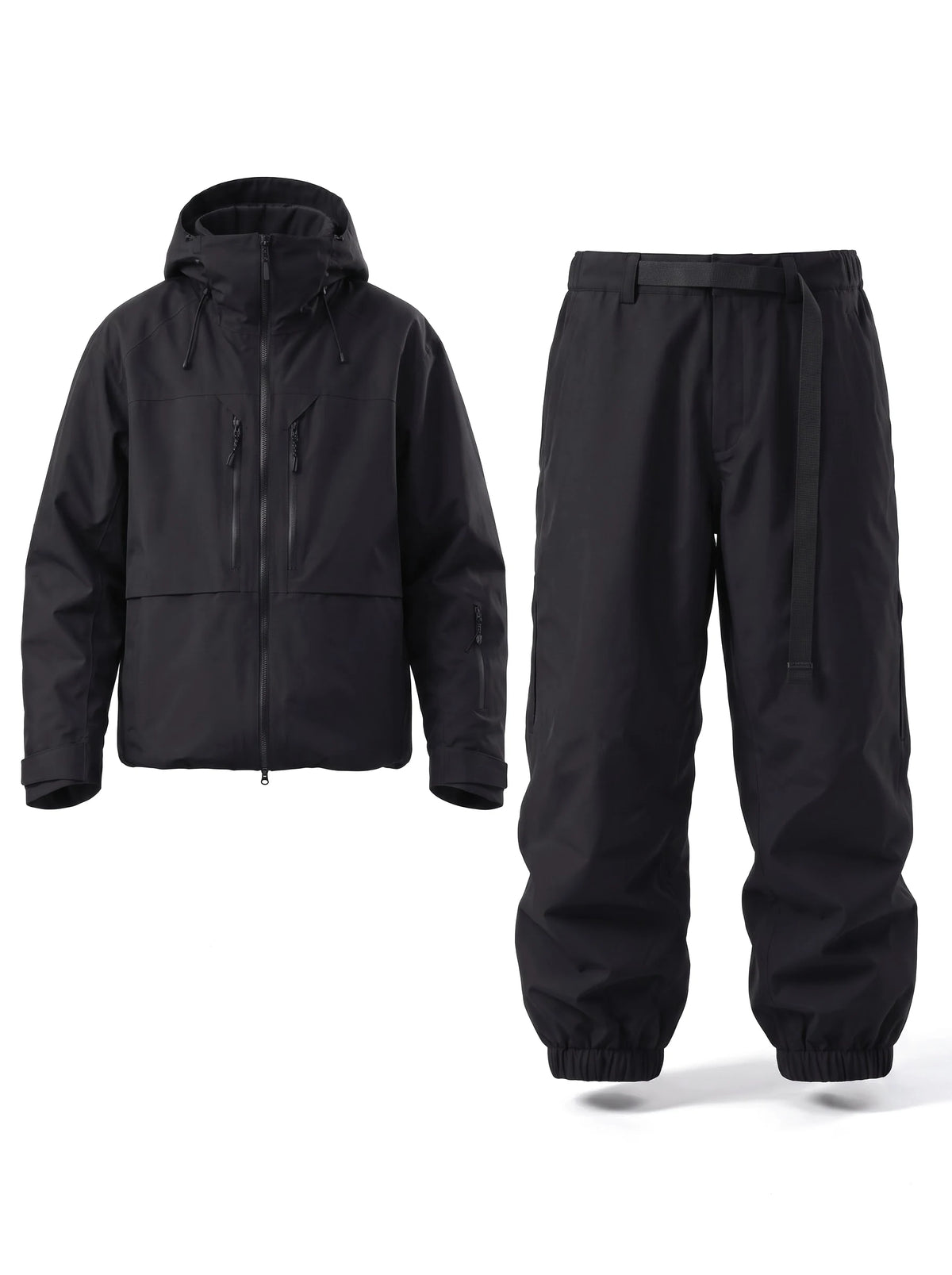 Combinaison de ski unisexe 3 couches à coutures étanchées – Noir