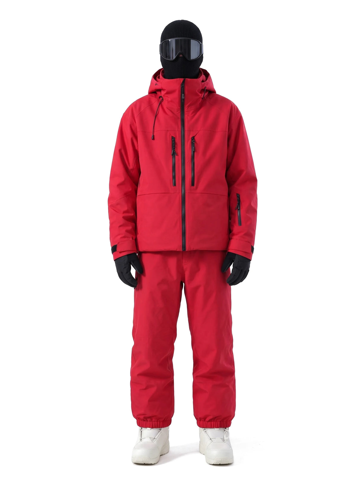 Combinaison de ski unisexe 3 couches à coutures étanchées – Rouge