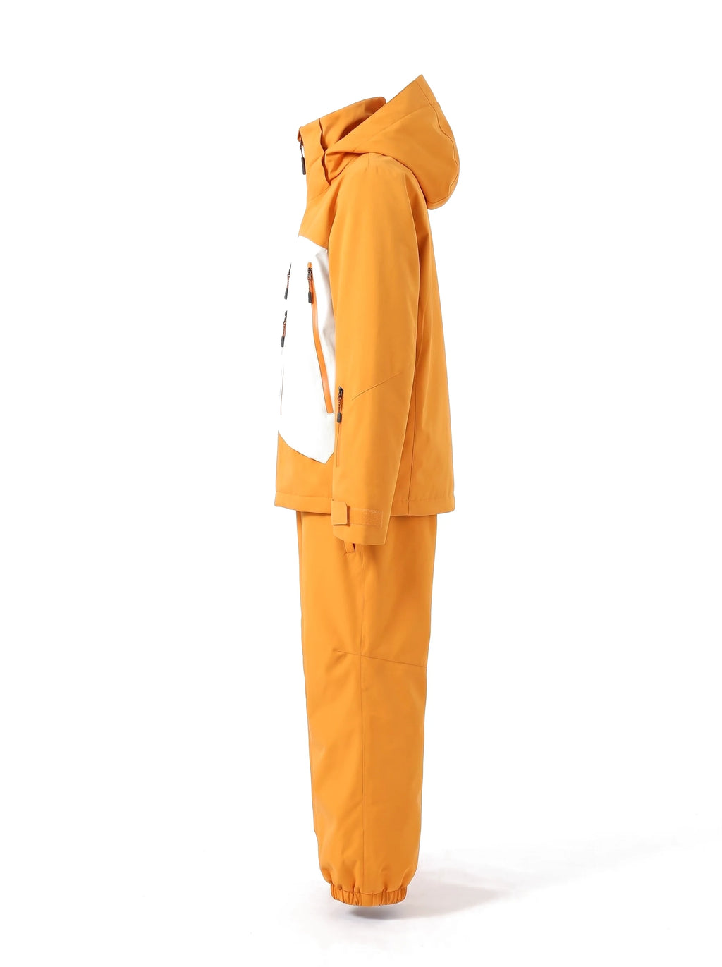 Combinaison de ski unisexe veste 3 couches et pantalon ample – Orange et blanc