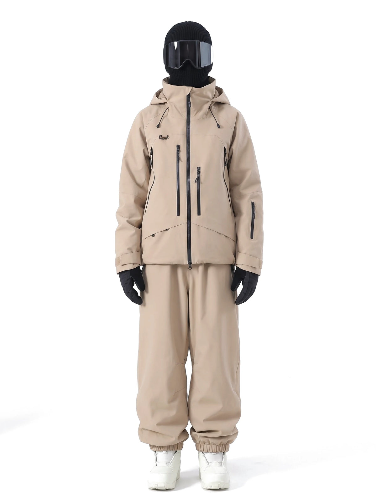Combinaison de ski unisexe veste 3 couches et pantalon ample – Sable