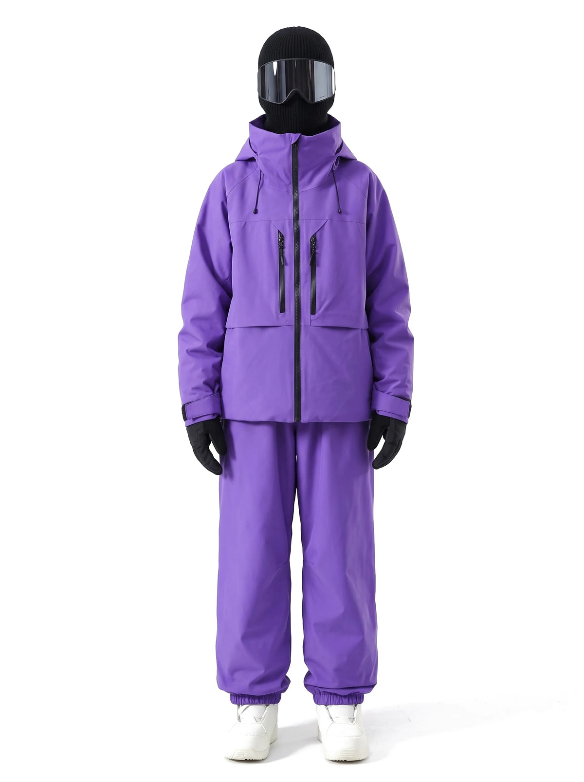 Combinaison de ski unisexe veste 3 couches et pantalon ample – Violet