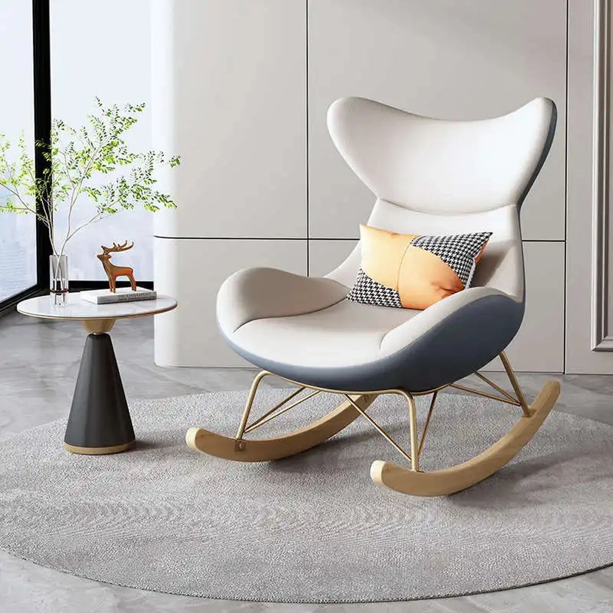 Fauteuil à bascule design orange et blanc – coloris blanc et gris