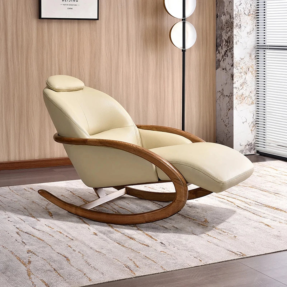 Fauteuil à bascule inclinable rouge – coloris crème